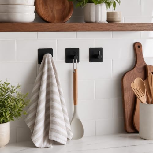 DELITON 4 Pack Adhesive Towel Hooks, Heavy Duty Stainless Steel No Drill - Image 5