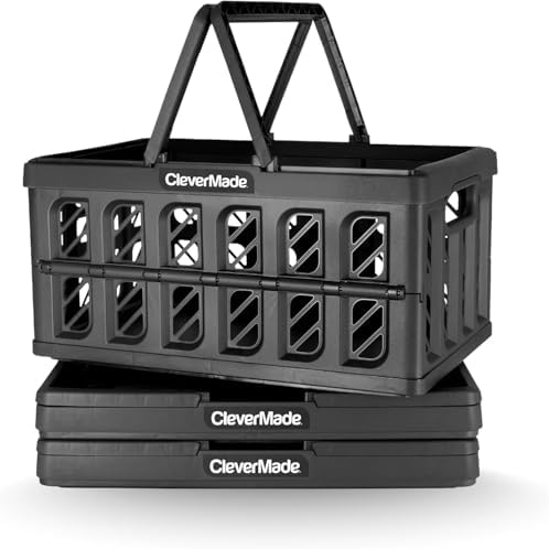 CleverMade Collapsible Shopping Basket - 24L - Obsidian by CleverMade