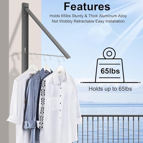 Foldable Wall Mount Drying Rack, Space Saving Gray - Image 3