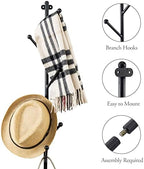 MyGift Wall Mounted Matte Black Metal 6-Hook Entryway Coat Hanger and Hat Tree - Image 4
