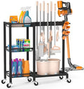Broom Holder with Cleaning Supplies Organizer, 30.7"Wx11.8"Dx34.6"H by FLOUREEbyFetchHome