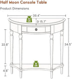 Half Moon Console Table Solid Wood Vintage Entryway Table - Image 2