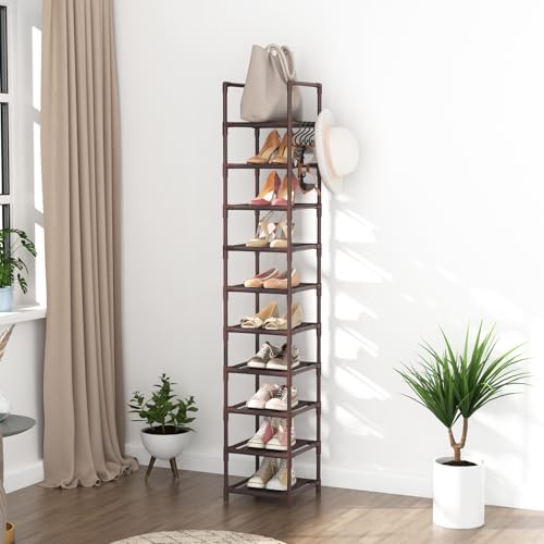 LANTEFUL Tall Shoe Rack 10-Tier Narrow Shoe Shelf Storage - Image 7