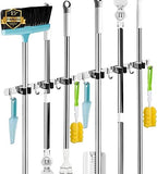 2 Pack Broom Holder Wall Mount, 3 Racks 4 Hooks Mop and Broom Organizer by AceMining