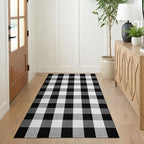 KILOCOCO Buffalo Plaid Checkered Rug 3x5 ft Black White Front Door Rug - Image 3
