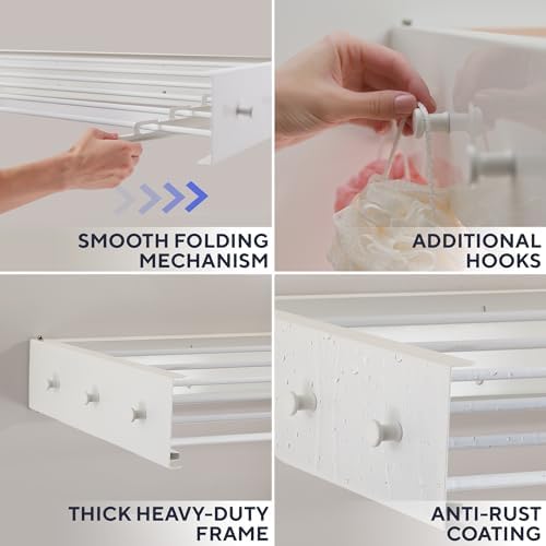 Delfori Foldable Wall Mounted Drying Rack 40 inch - Image 4