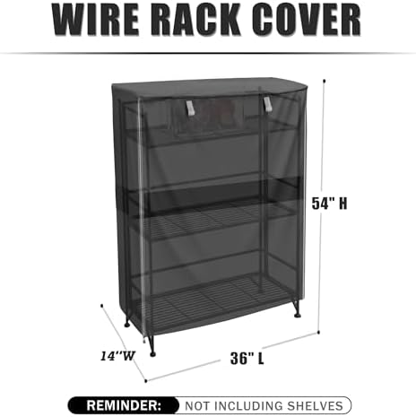 Wire Shelf Cover 36"x14"x54", Heavy Duty 600D Oxford Rack Cover - Image 3