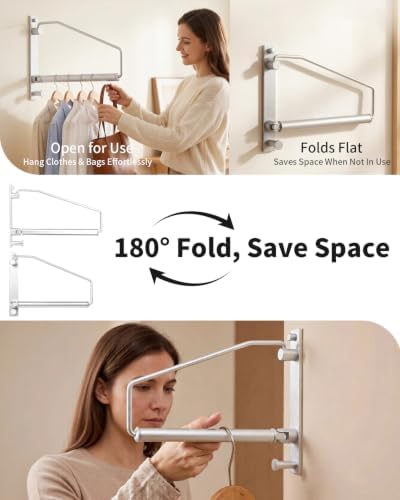 Rotatable Foldable Wall Mount Clothes Drying Rod - Image 3