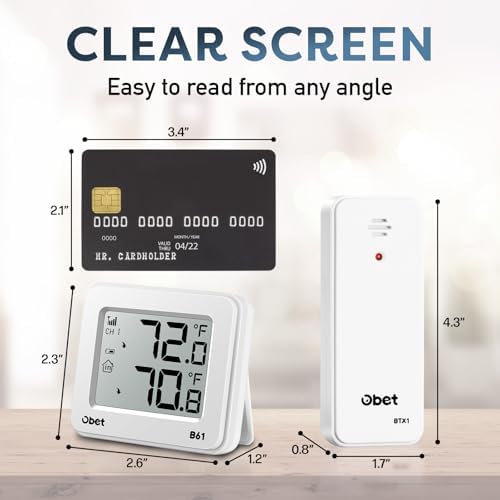 OBET Outdoor Thermometer Wireless Indoor Outdoor Digital Thermometer Remote - Image 3