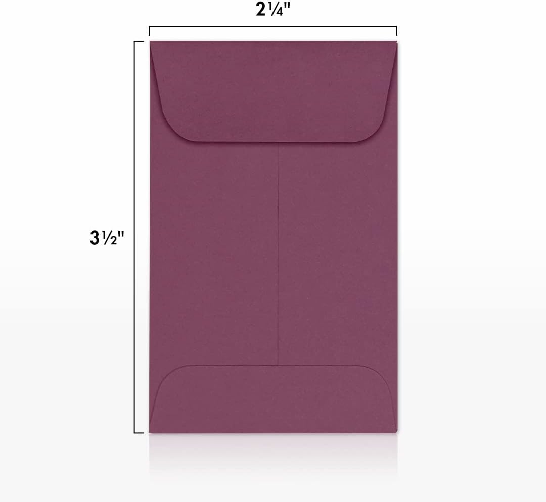 LUXPaper #1 Coin Envelopes | 2 1/4" x 3 1/2" | Vintage Plum | 80lb. Text | 250 Qty