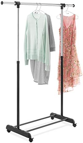 Whitmor Adjustable Rolling Clothes Organizer Chrome Garment Rack - Image 3