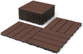 Composite Interlocking Deck Tiles Outdoor, 9 Pack, Light Coffee Color by FHWTY