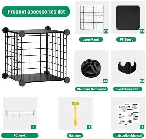 Wire Cube Storage Organizer, 12 Cubes Converted into 14 Cubes, Sturdy Metal - Image 6
