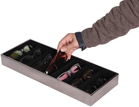 J JACKCUBE DESIGN 7 Slot Sunglasses Organizer, Leather Eyeglass Storage Tray Box - Image 2