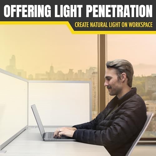 OBEX Polycarbonate Office Desk Mounted Privacy Screen Adjustable Table Top Panel Divider, Universal Aluminum Bracket-USA Made, 24" x 72", White