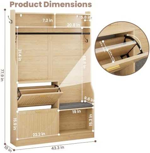78" Modern Rustic Hall Tree - Image 2