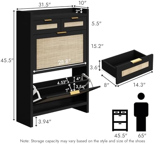 HOKYHOKY Rattan Shoe Storage Cabinet - Image 2