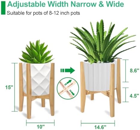 Rnined Plant Stand Indoor, Bamboo Plant Shelf, Adjustable Corner Plants Flower - Image 2