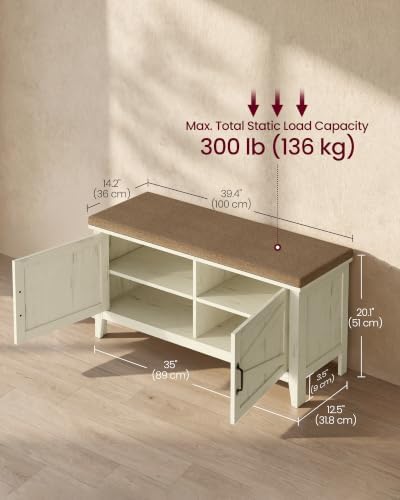 VASAGLE Shoe Bench, Farmhouse Entryway Bench - Image 2