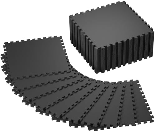 SUPERJARE 0.4'' Thick 36 Pcs 144 Sq Ft Rubber Top Exercise Equipment Mats by SUPERJARE