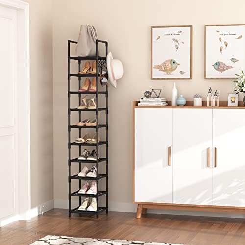 LANTEFUL Tall Narrow Shoe Rack for Entryway, 10-Tier Sturdy Metal Shoe Shelf - Image 2