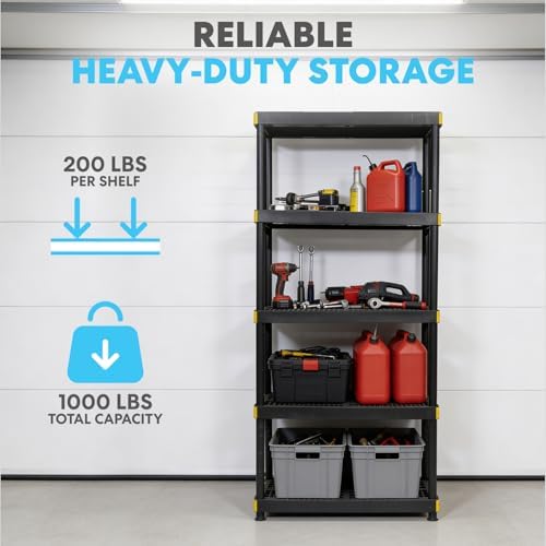 Simpli-Magic 5-Tier Heavy Duty Plastic Storage Shelving Unit, Garage & Basement - Image 3