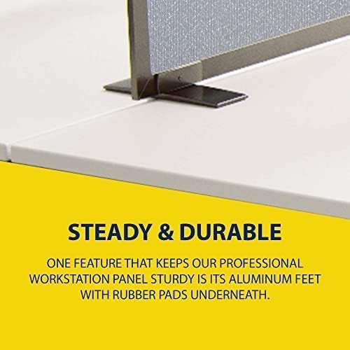 OBEX Acoustical Free Standing Privacy Screen, Cubicle Accessories Desk Privacy Panel, Desk Dividers for Office, Office Furniture Partitions Portable Sound Proof Dividers, 12" x 42", Overcast