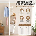 Floor to Ceiling Clothes Drying Rack, Adjustable Tension Pole Laundry Rack - Image 2