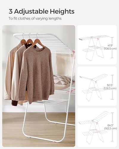 SONGMICS Clothes Drying Rack, Foldable 2-Level Stee Laundry Drying Rack - Image 5