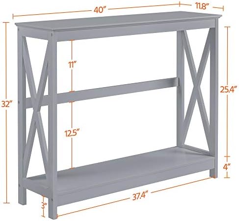 Yaheetech Narrow Entryway Console Table, 2-Tier X-Frame Storage Shelf - Image 3