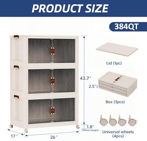 SAILUN 348Qt Stackable Storage Bins, Storage Cabinet a Lid - Image 6