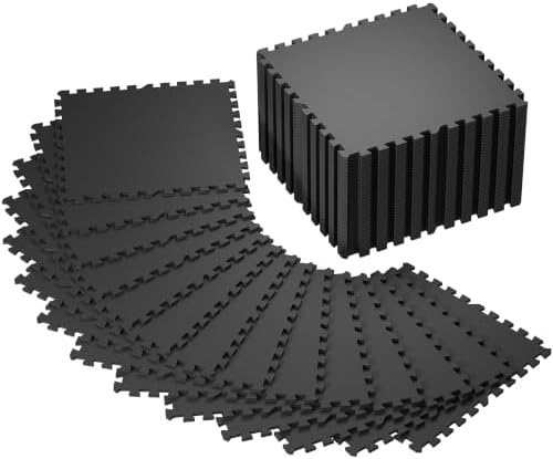 SUPERJARE 0.4'' Thick 48 Pcs 192 Sq Ft Rubber Top Exercise Equipment Mats by SUPERJARE