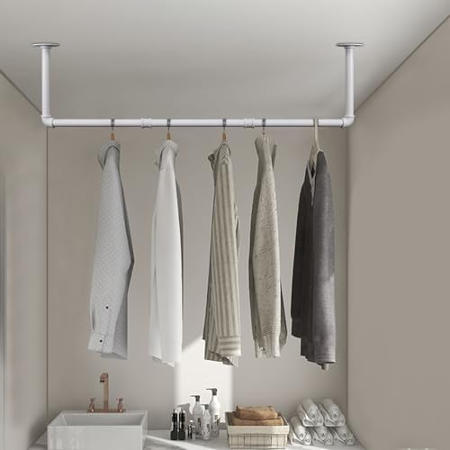 Industrial Iron Pipe Clothes Hanging Bar DIY Wall-Mounted Garment Rack Heavy - Image 5