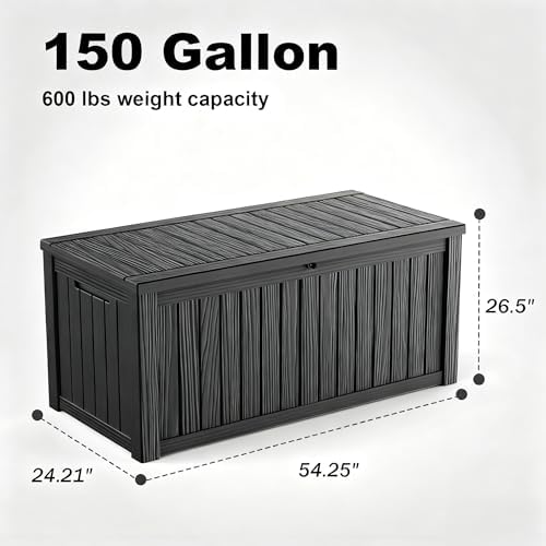 150 Gallon Waterproof Outdoor Storage Box, UV Resistant Resin Deck Box - Image 2