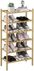 ROMGUAR CRAFT 6-Tier Bamboo Small Shoe Rack, Free Standing Wood Shoe Shelf by ROMGUAR+CRAFT