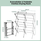 BAKON Space Saving Foldable Clothes Drying Rack, Extendable Rustproof Laundry - Image 2