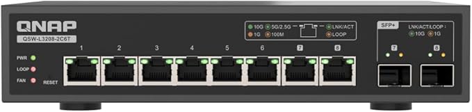 QNAP 8-Port Multi-Gig 10GbE Lite-Managed Network Switch – 6× 10/5/2.5/1G RJ-45 by QNAP