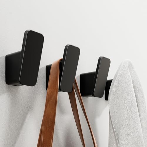 4-Pack Matte Black Towel Hook for Bathroom, Robe Coat Hook, Heavy Duty Wall by RIVAMBER