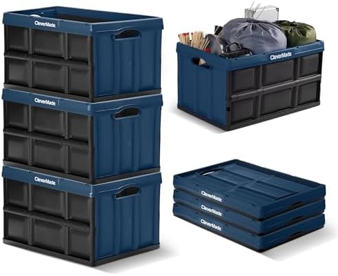 CleverMade Collapsible Storage Bins, 62L 3 Pack, 100 lb Stackable by CleverMade