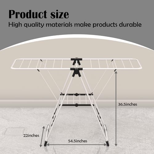 Maomo Foldable Clothes Drying Rack, Double-Sided Gullwing Laundry Drying Stand - Image 4
