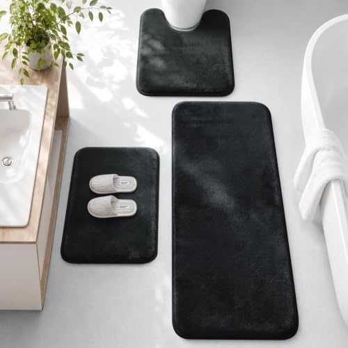 HUXMEYSON 3-Piece Memory Foam Bathroom Rug Set by HUXMEYSON