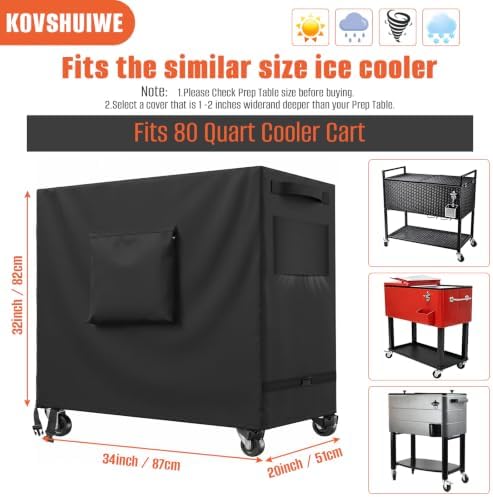 80 Quart Patio Cooler Cart Cover Waterproof - Image 2