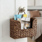Set of 2 Magazine Holder Wall Basket Water Hyacinth Woven Mail Organizer - Image 4