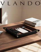 VLANDO Valet Tray Organizer, Foldable PU Leather Catchall Tray - Image 3