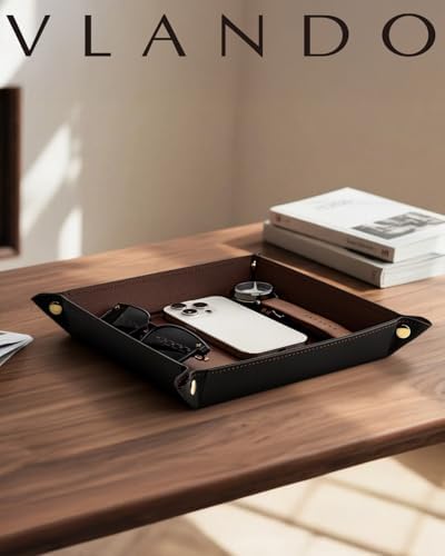 VLANDO Valet Tray Organizer, Foldable PU Leather Catchall Tray - Image 3