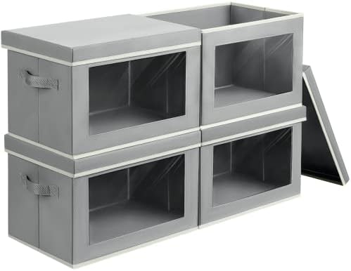 Homsorout Storage Bins with Lids, 4 Pack Large Storage Cubes with Window by Homsorout