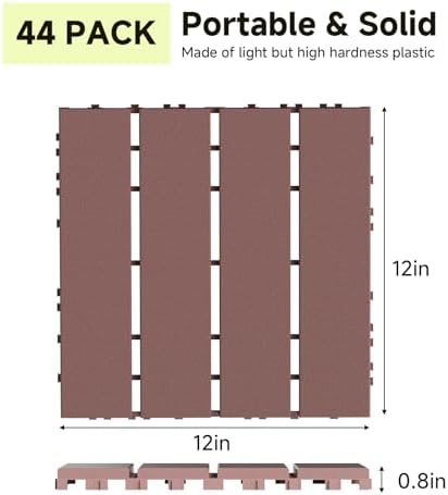 Rovibek 44 PCS Interlocking Deck Tiles, All Weather Patio Tiles - Image 2