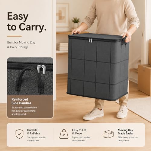 210L Spacious Moving Storage Bin, Large Zippered Fabric Organizer - Image 4