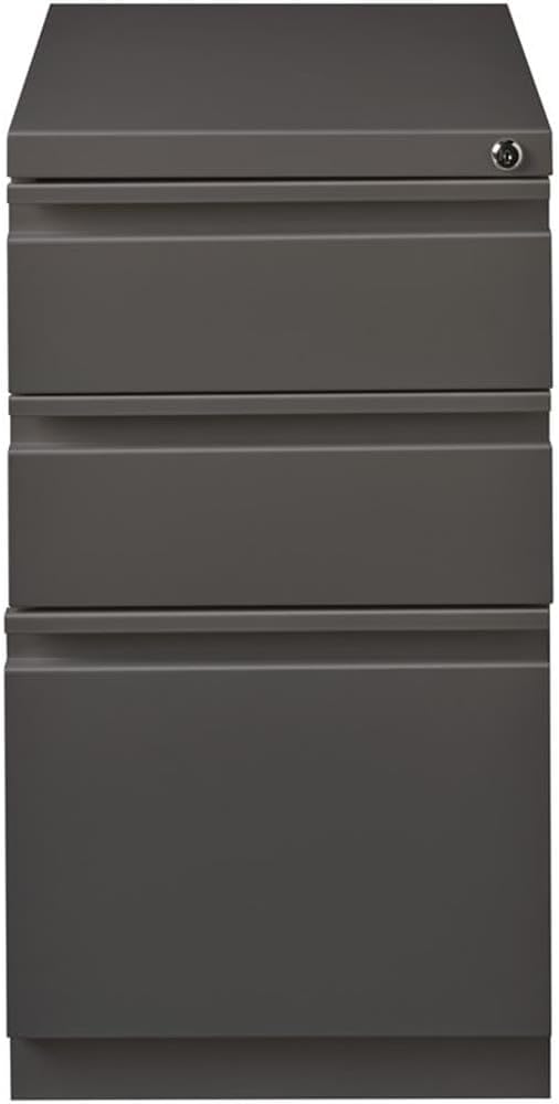 Pemberly Row 3 Drawers 27.75" Vertical Espresso Metal Filing Cabinet Lockable Pre-Assembled Stationary Letter Size for Home, Office