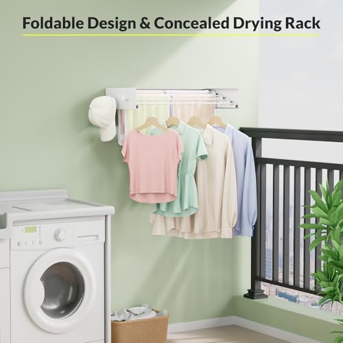 Foldable Wall Mounted Drying Rack, Stainless Steel Expandable Clothes Drying - Image 5